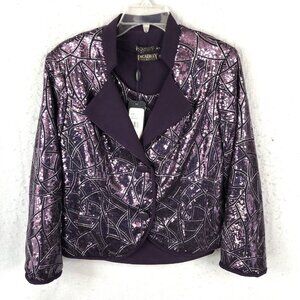 Picadilly Jacket  Women XS  Purple Sequin All Over Event Mardi Gras Wedding NEW